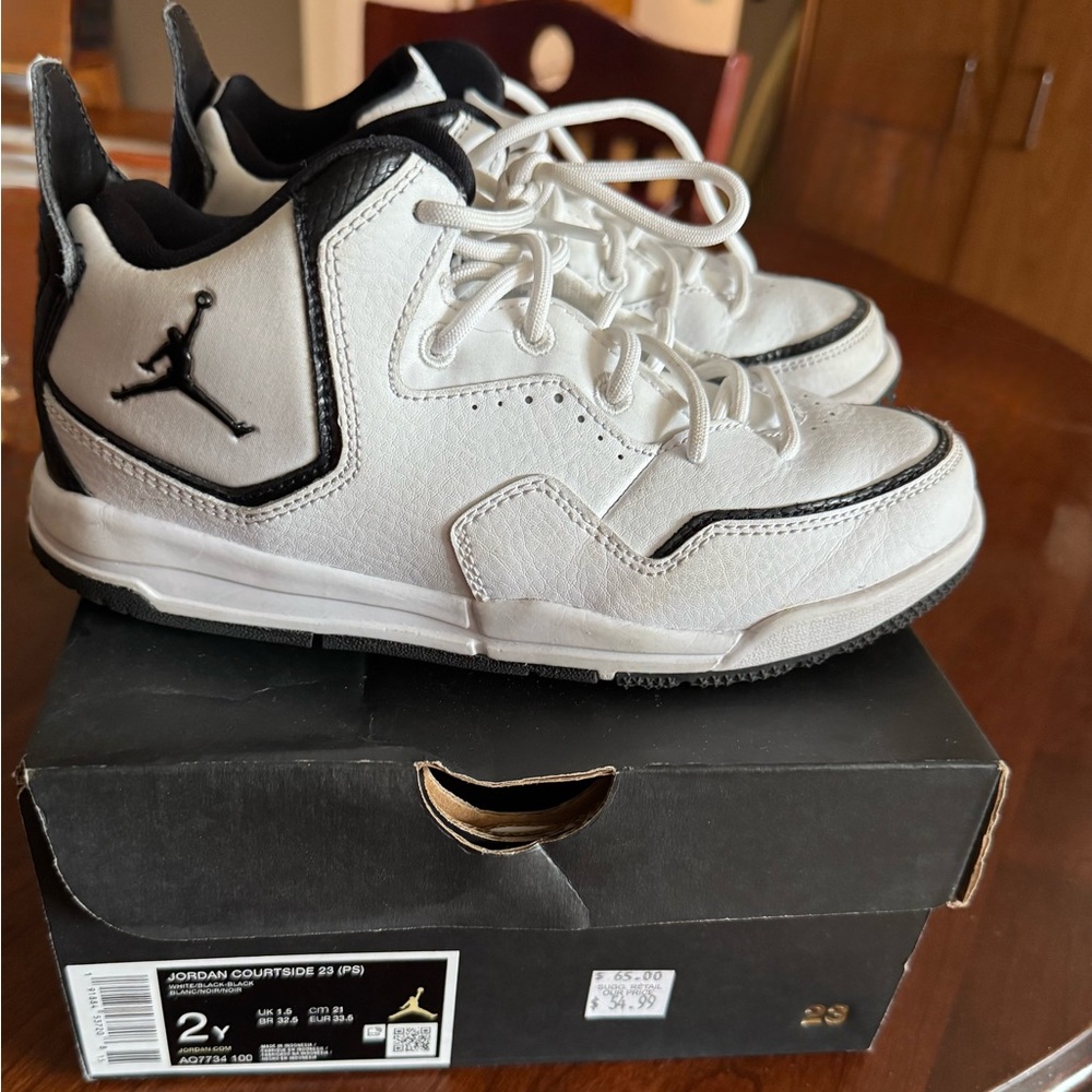 Jordan Kids' White and Black Court Shoes